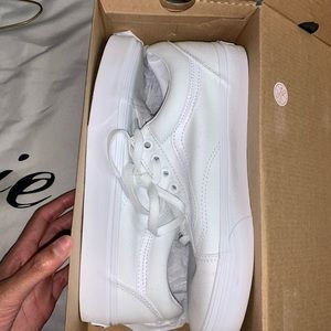 White on white  canvas vans
